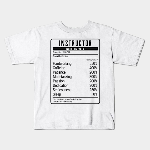 Instructor nutrition value Kids T-Shirt by IndigoPine